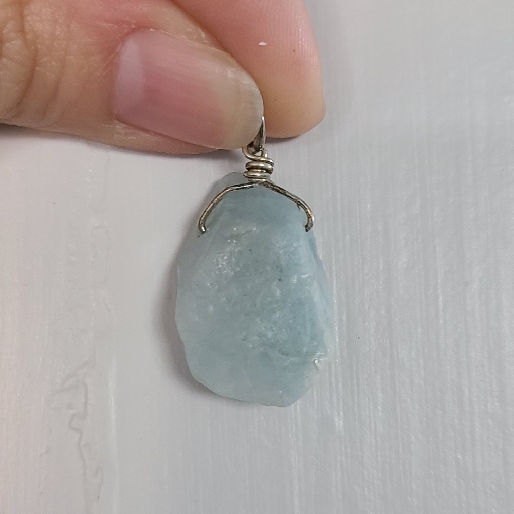 Raw Aquamarine Gemstone Pendant